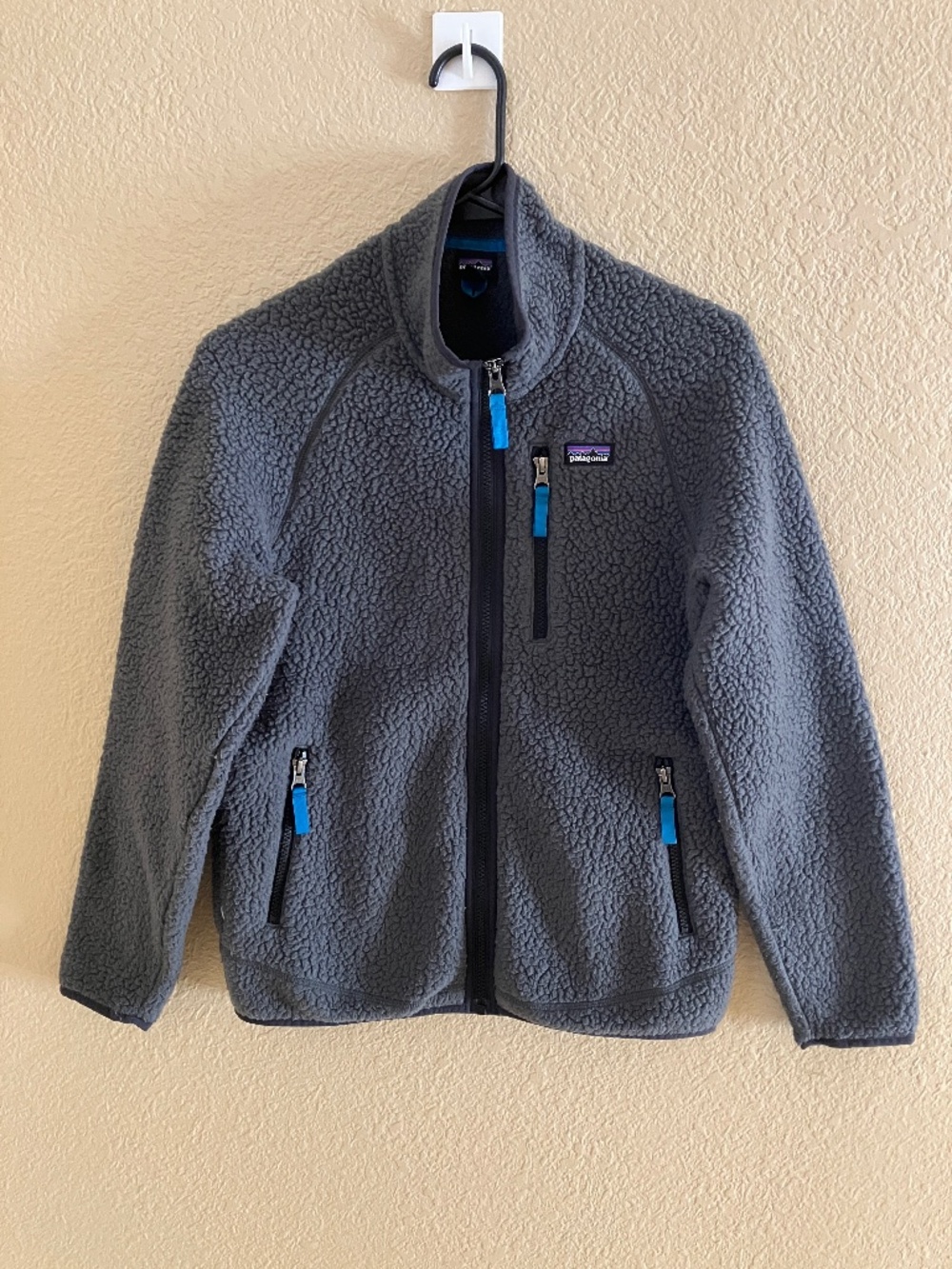 Patagonia Kids Retro Pile Fleece Jacket Size XL 14 Full Zip Forge Grey